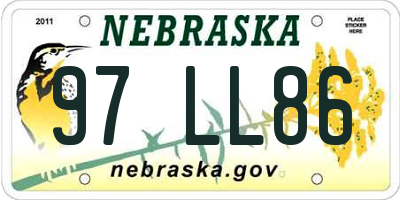 NE license plate 97LL86