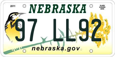 NE license plate 97LL92