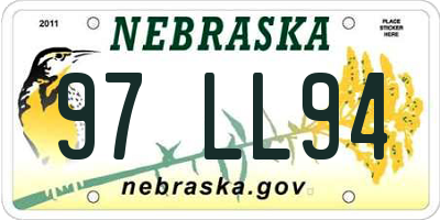 NE license plate 97LL94