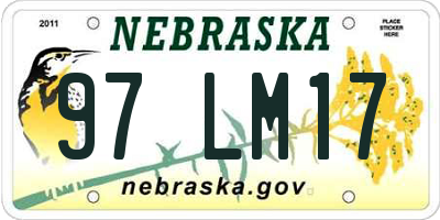NE license plate 97LM17