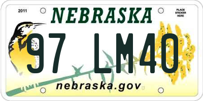 NE license plate 97LM40
