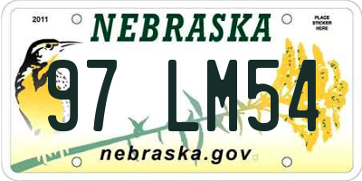 NE license plate 97LM54