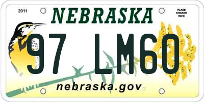 NE license plate 97LM60