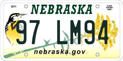 NE license plate 97LM94