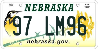 NE license plate 97LM96