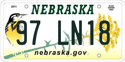 NE license plate 97LN18