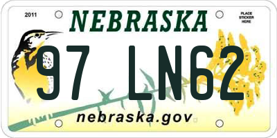 NE license plate 97LN62