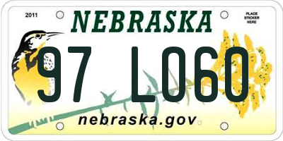 NE license plate 97LO60