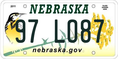 NE license plate 97LO87