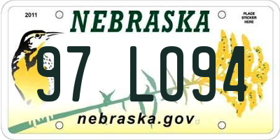 NE license plate 97LO94