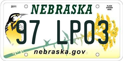 NE license plate 97LP03