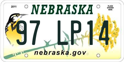 NE license plate 97LP14