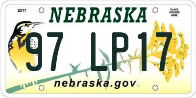 NE license plate 97LP17