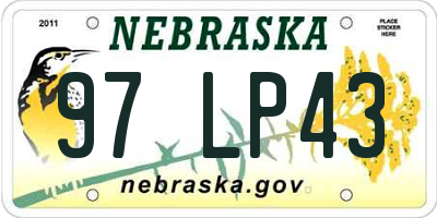 NE license plate 97LP43