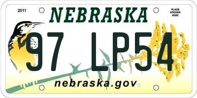 NE license plate 97LP54