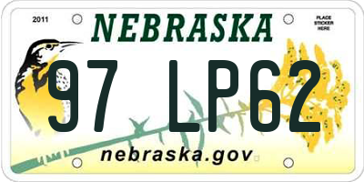 NE license plate 97LP62