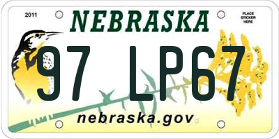 NE license plate 97LP67