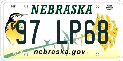 NE license plate 97LP68