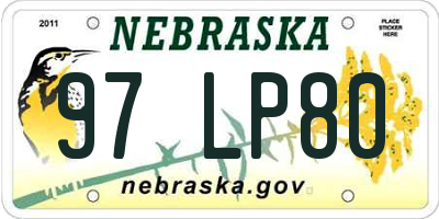 NE license plate 97LP80
