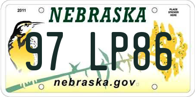 NE license plate 97LP86