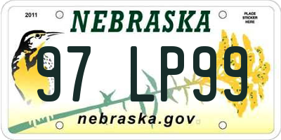 NE license plate 97LP99
