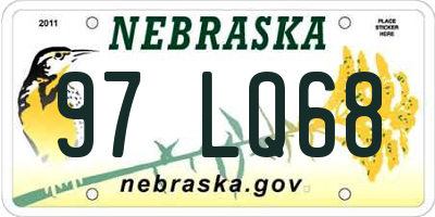 NE license plate 97LQ68