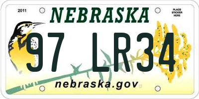 NE license plate 97LR34