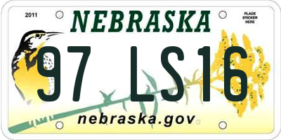 NE license plate 97LS16