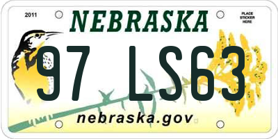 NE license plate 97LS63