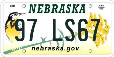 NE license plate 97LS67