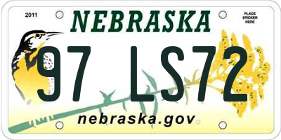NE license plate 97LS72