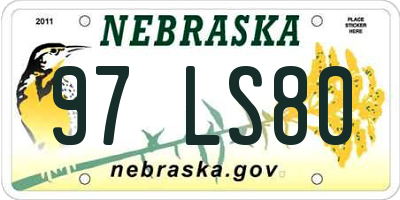 NE license plate 97LS80