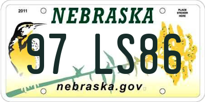 NE license plate 97LS86