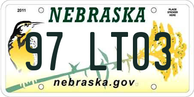 NE license plate 97LT03
