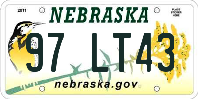 NE license plate 97LT43