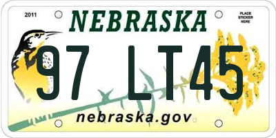 NE license plate 97LT45