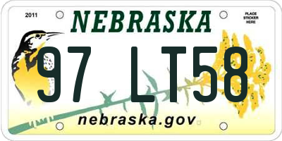 NE license plate 97LT58
