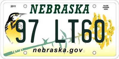 NE license plate 97LT60