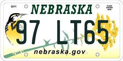 NE license plate 97LT65