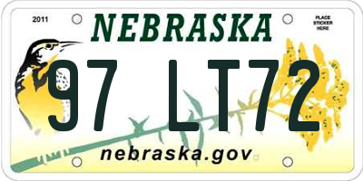 NE license plate 97LT72