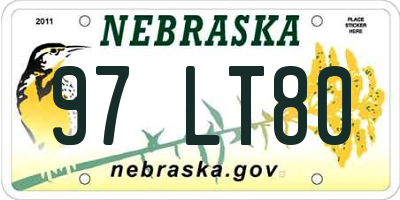 NE license plate 97LT80