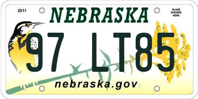 NE license plate 97LT85