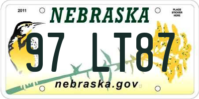 NE license plate 97LT87