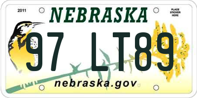 NE license plate 97LT89