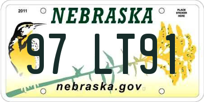 NE license plate 97LT91
