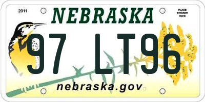 NE license plate 97LT96