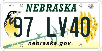 NE license plate 97LV40