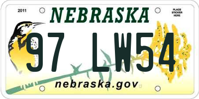 NE license plate 97LW54