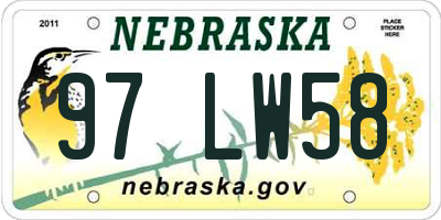 NE license plate 97LW58