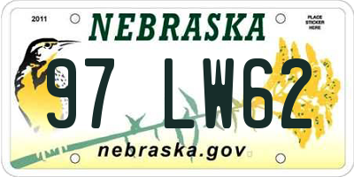 NE license plate 97LW62